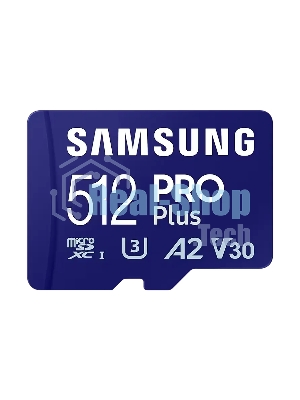 Флеш карта microSDXC 512GB Samsung PRO Plus Class 10, A2, V30, UHS-I (U3), W 130 МБ/с, R 180 МБ/с, MB-MD512SA/KR адаптер на SD
