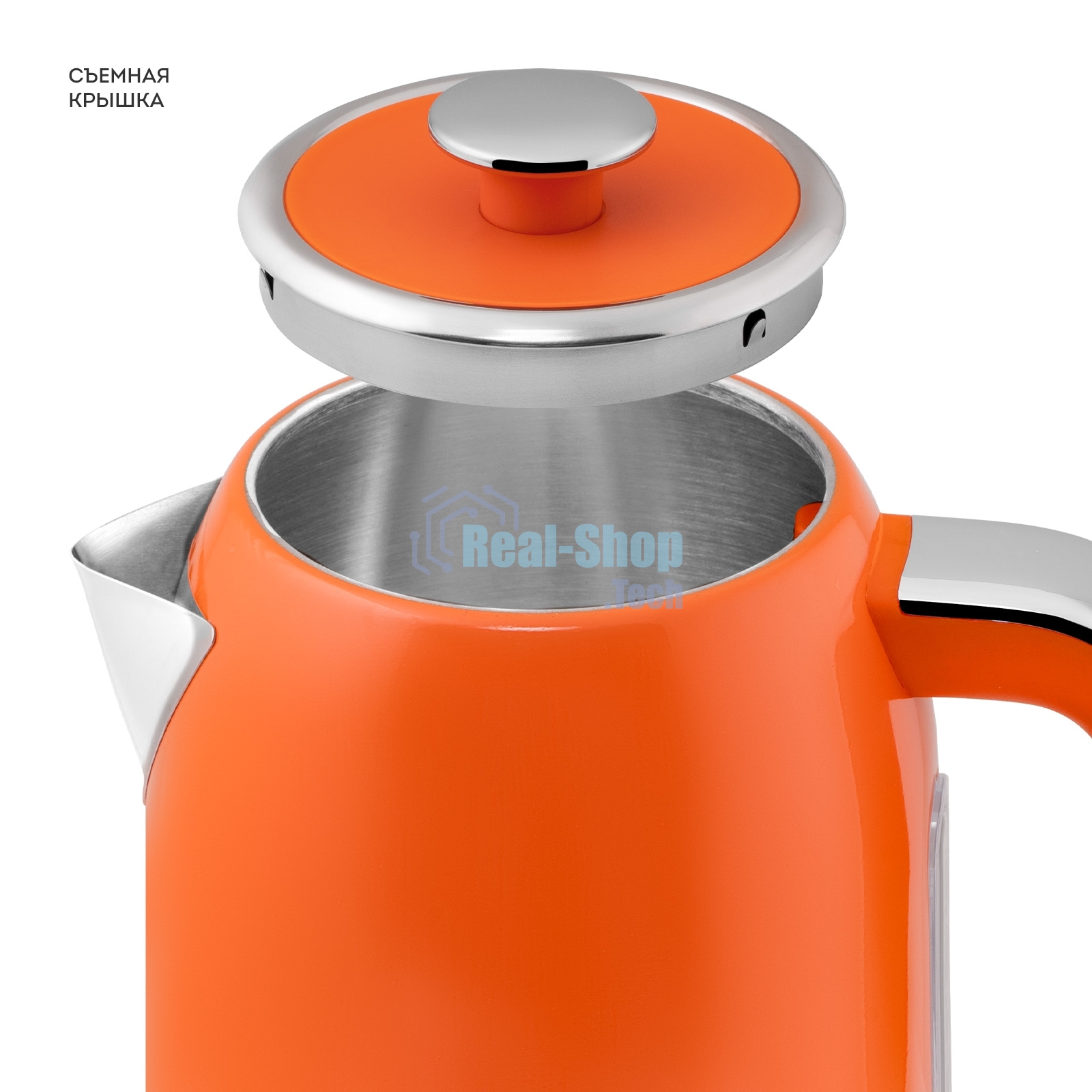 Чайник электрический Galaxy Line GL 0351, апельсиновый фреш, металл, 2200 Вт, 1,7 л