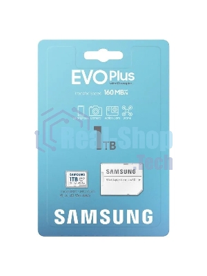 Карта памяти Samsung EVO Plus, microSDXC, 1TB, Class 10, A2, V30, UHS-I (U3), W 90 МБ/с, R 160 МБ/с, адаптер на SD
