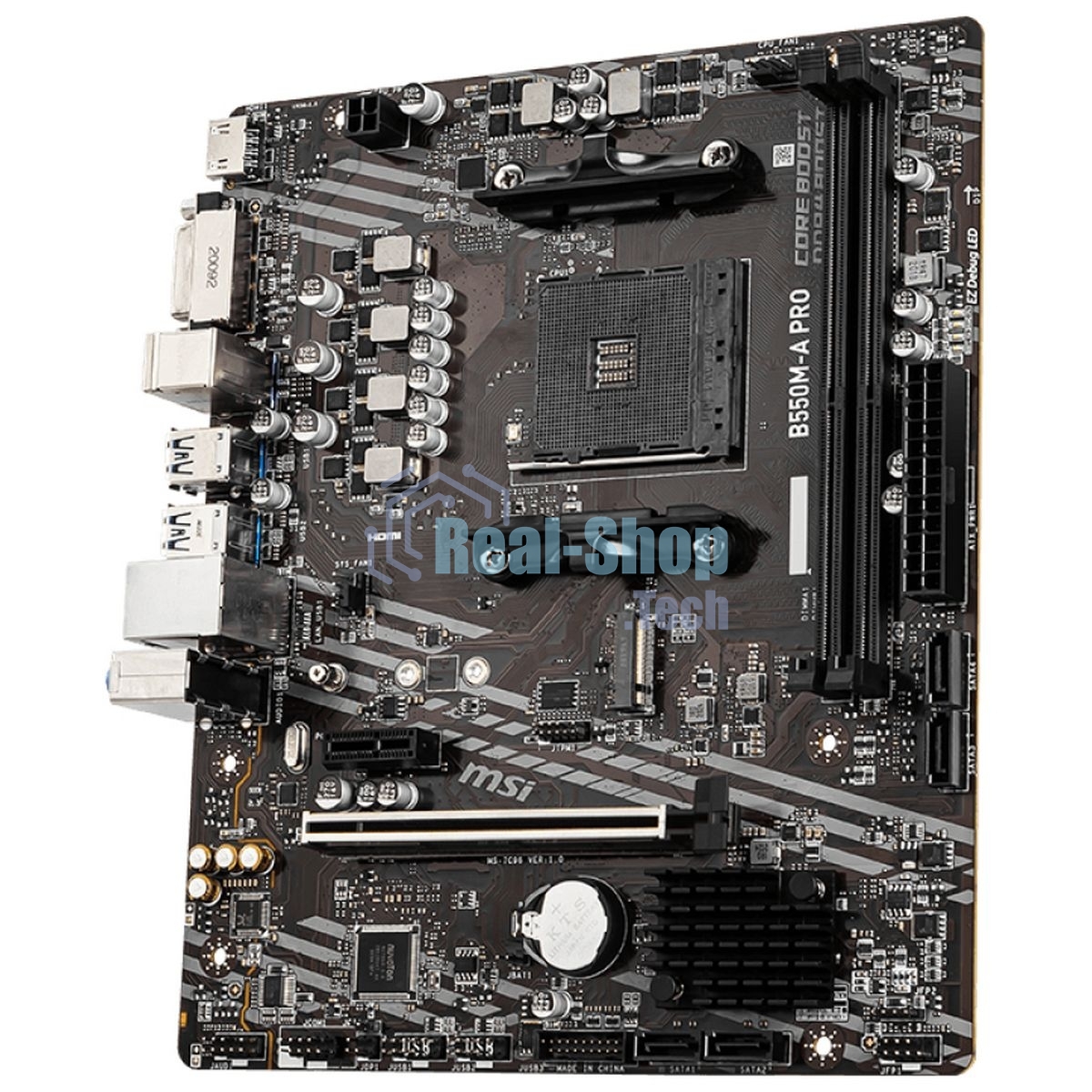 Материнская плата MSI B550M-A PRO, AM4, AMD B550, 2xDDR4, 4xSATA, 1xM.2, 1xPCIe 4.0 x16, 1xPCIe x1, 1xDVI-D, 1xHDMI, 1x 1Gb LAN, 2xUSB 2.0, 4xUSB 3.2 Gen 1, 3x3.5 мм, 7.1, mATX