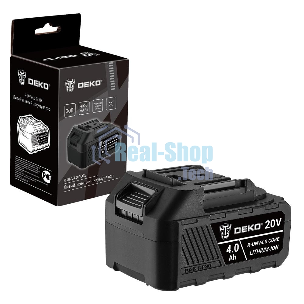 Аккумулятор DEKO R-UNV4.0 CORE, Li-ion, 20В, 4.0А*ч