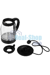 Чайник электрический Polaris PWK-1797-СGL, 2200вт, 1,8л, стекло, черный