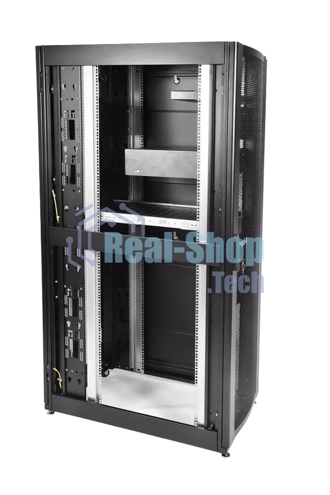 Шкаф серверный ПРОФ напольный 42U (600x1200) дверь перфорированная 2 шт., черный, в сборе, ШТК-СП-42.6.12-44АА-9005