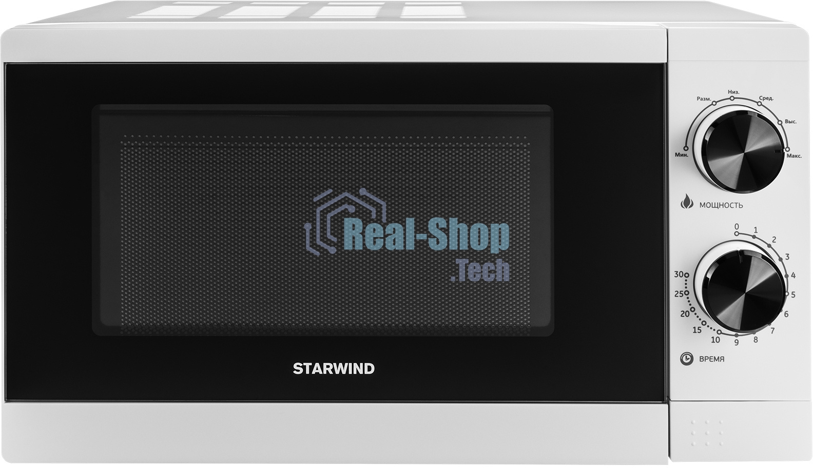 Микроволновая печь Starwind SMW4020 белый, 20 л, 700 Вт, переключатели - поворотный механизм