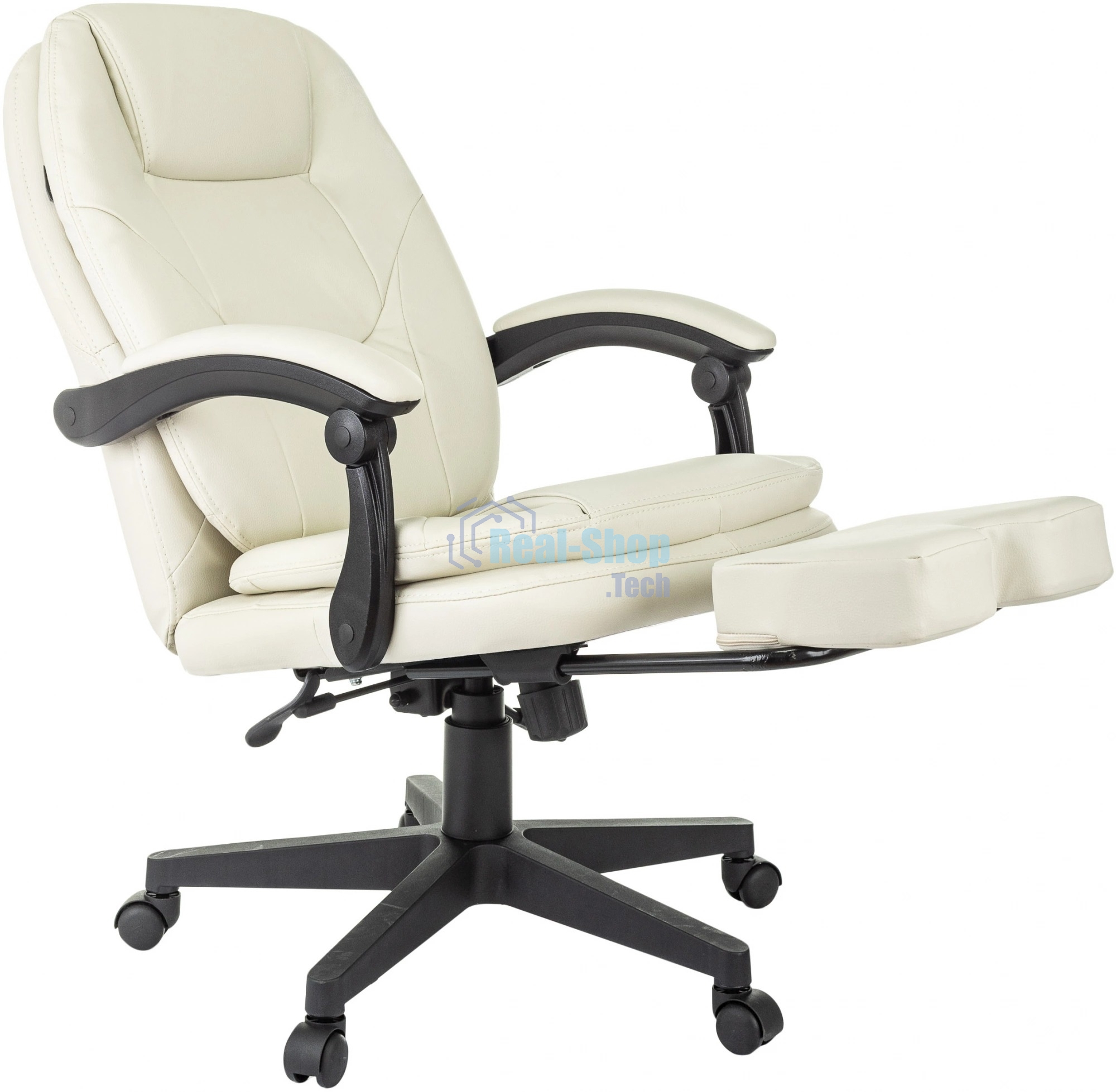 Кресло руководителя Бюрократ CH-868N-BF слоновая кость, эко.кожа, крестов. пластик, подст. для ног