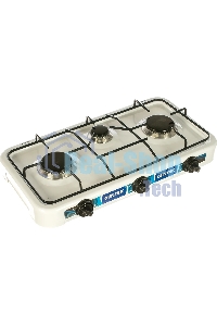 Плита настольная газовая Centek CT-1522 белый 3 конфорки, КРЫШКА, сменные форсунки баллон/магистраль