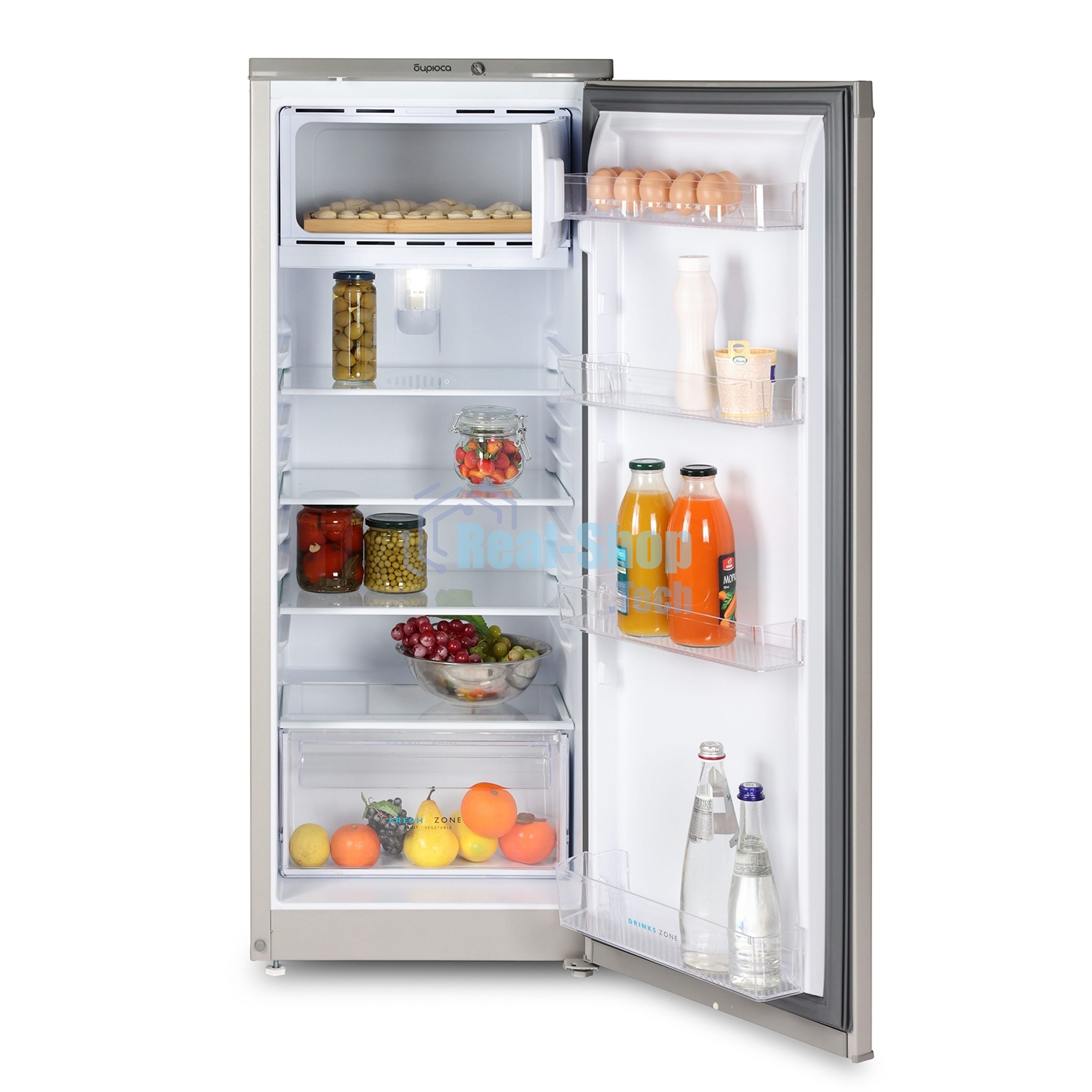 Холодильник Бирюса M410 металлик однокамерный 153/27л морозилка сверху