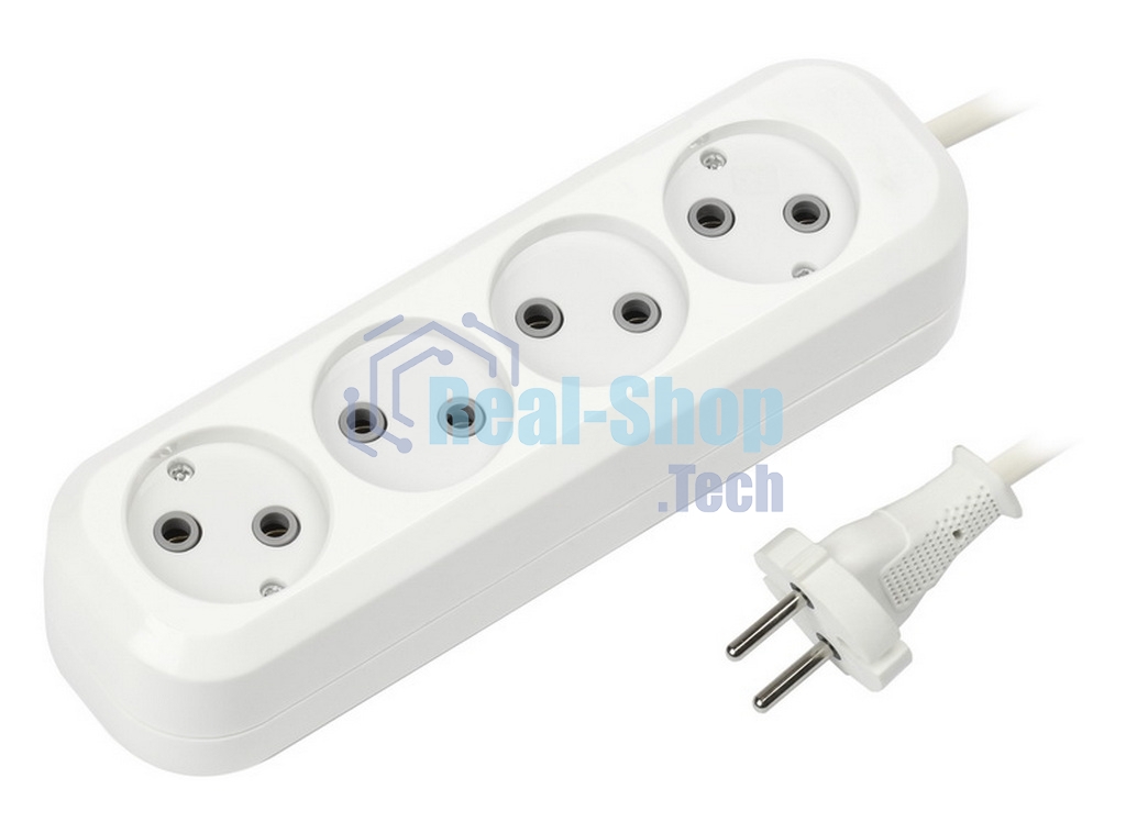 Удлинитель бытовой Smartbuy (SBE-10-4-03-N) 4 гнз х 3,0 м (10А/2.2 кВт, ПВС 2х1.0)