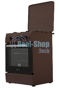 Плита газовая Renova SG6G-BR коричневый, конфорок 4 шт, духовка 70 л, 60 см x 85 см x 60 см