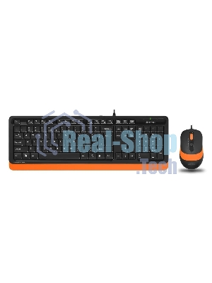 Комплект клавиатура+мышь A4Tech FStyler F1010 проводной, USB, 1600 DPI, чёрный/оранжевый
