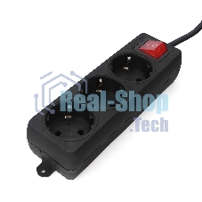 Удлинитель Гарнизон EL-NB-G3-B-3 3р 10А 3 м с выключателем и заземлением, черный