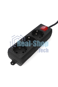 Удлинитель Гарнизон EL-NB-G3-B-3 3р 10А 3 м с выключателем и заземлением, черный