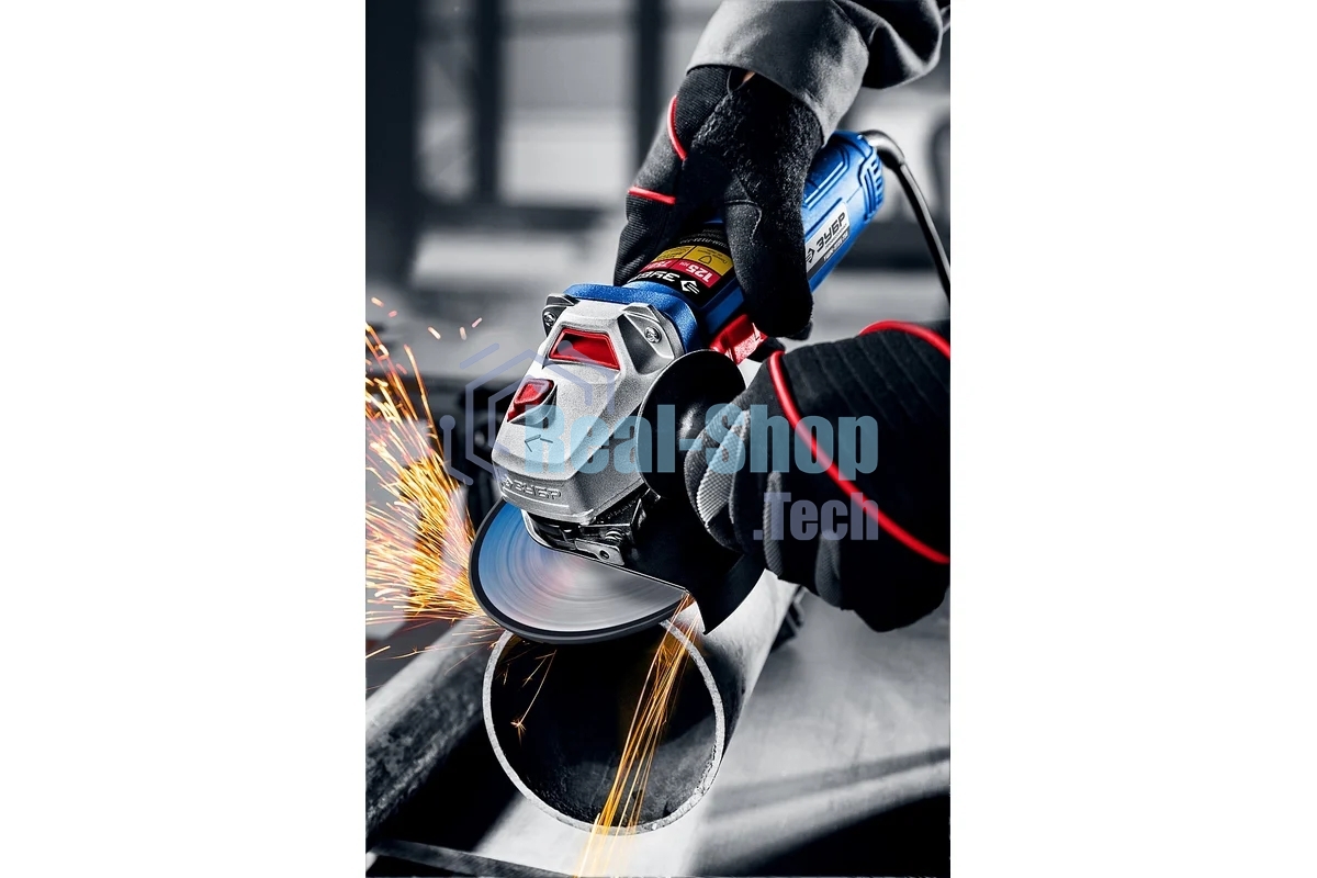 Угловая шлифовальная машина Зубр Профессионал одноруч. хват, пылезащита, 125 мм, 11000 об/мин, 750 Вт УШМ-П125-750