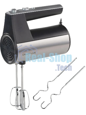 Миксер электрический Galaxy Line GL 2223, серый, ручной, 400 Вт, 5 скоростей, 2 насадки-венчика