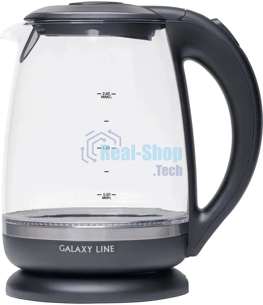 Чайник электрический Galaxy Line GL 0559, черный, стекло, 2200 Вт, 2 л