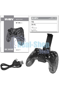 Геймпад Sven GC-5050 черный Bluetooth Беспроводной виброотдача обратная связь (в компл.:держатель для смартфона/кабель USB) (SV-016029)