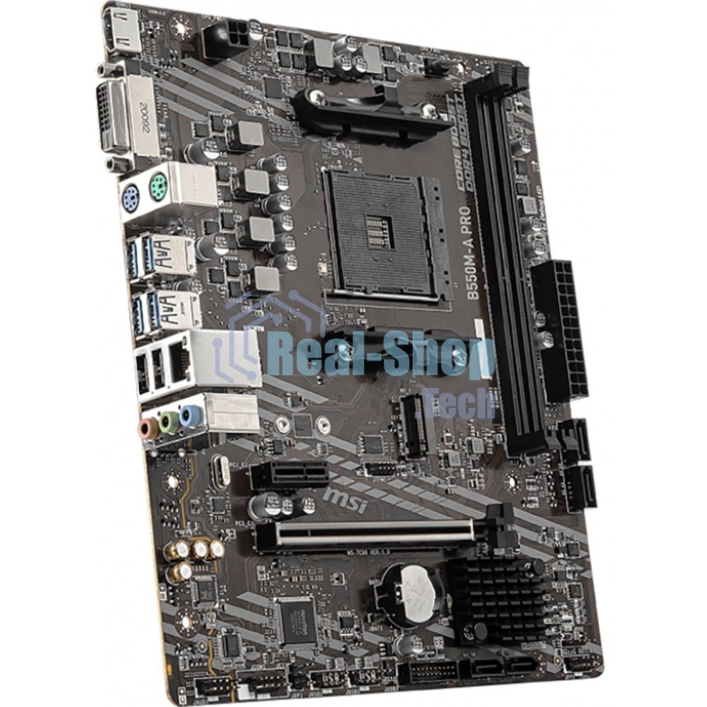 Материнская плата MSI B550M-A PRO, AM4, AMD B550, 2xDDR4, 4xSATA, 1xM.2, 1xPCIe 4.0 x16, 1xPCIe x1, 1xDVI-D, 1xHDMI, 1x 1Gb LAN, 2xUSB 2.0, 4xUSB 3.2 Gen 1, 3x3.5 мм, 7.1, mATX