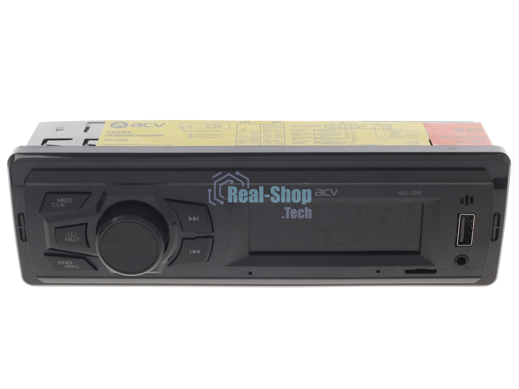 Автомагнитола ACV AVS-1701R, 1 DIN, USB Type-A, AUX