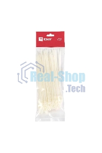 Хомут кабельный 3.6х200 нейл. белый с отверстием для крепления (уп.100шт) EKF plc-c-o-3.6x200