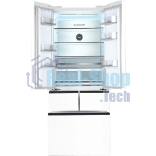 Холодильник Tesler RFD-427BI белый, глянцевый двухкамерный 250/142л морозилка сбоку, No Frost, Side by Side