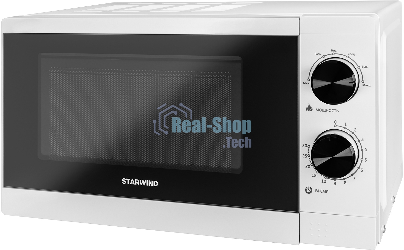 Микроволновая печь Starwind SMW4020 белый, 20 л, 700 Вт, переключатели - поворотный механизм