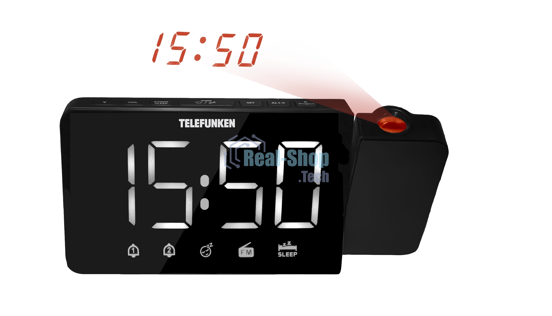 Радиочасы с будильником TELEFUNKEN TF-1709 (черный с белым)