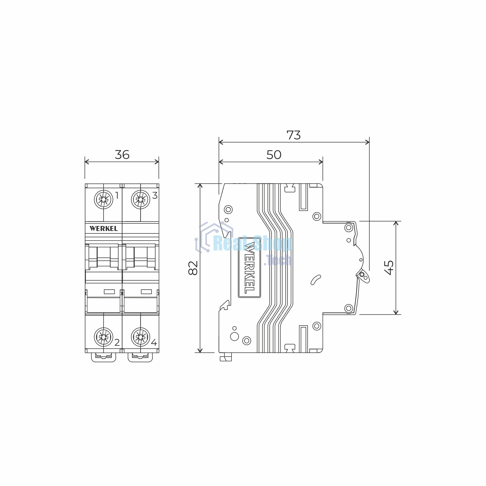 Автоматический выключатель Werkel 2P  25 A  C  4,5 кА W902P254