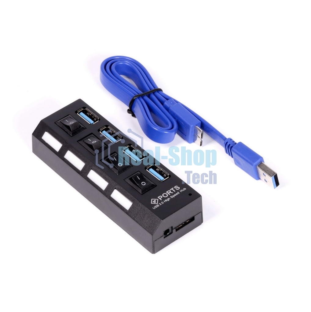 USB-хаб Smartbuy (SBHA-7304-B) USB 3.0 хаб + выкл., 4 порта, черный