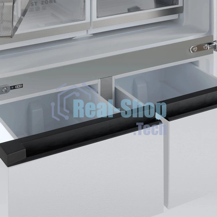 Холодильник Tesler RFD-427BI белый, глянцевый двухкамерный 250/142л морозилка сбоку, No Frost, Side by Side