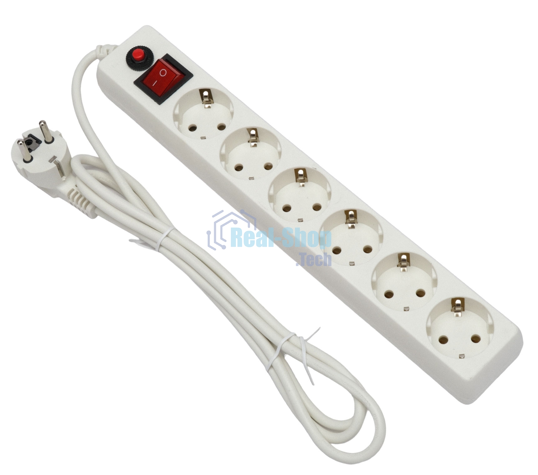 Сетевой фильтр Гарнизон ECL-6-W-1.8, 6 р, 10А, 1.8 м, ур.защиты 4, белый, пакет