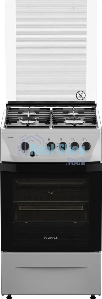 Плита газовая Darina 1D1 GM 241 014 Х нержавеющая сталь/черный, конфорок 4 шт, духовка 50 л, 50 см x 85 см x 60 см