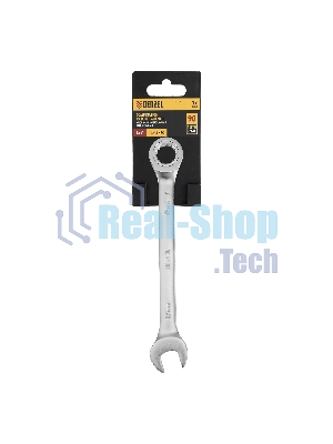 Ключ комбинированный трещоточный Denzel 17 мм, CrV, матовый хром