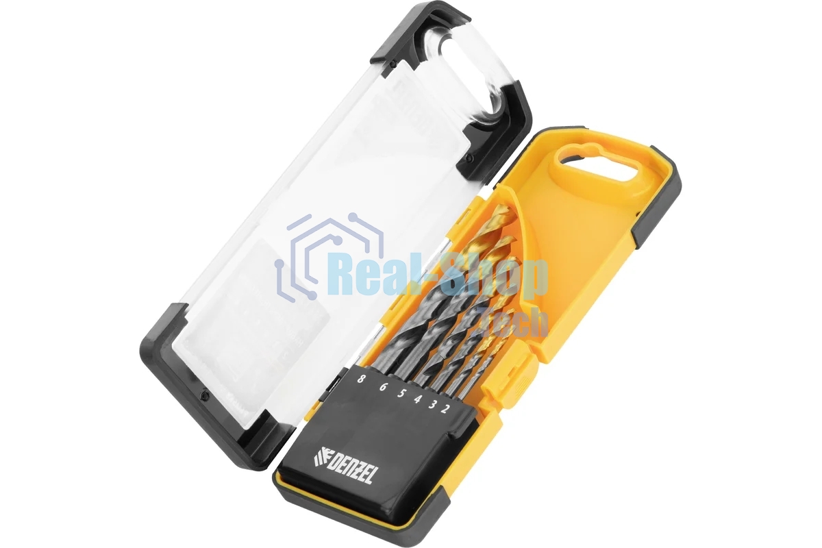 Набор сверл по металлу Denzel 2-8мм, Р6М5К8-TiN, Golden Tip, 6 шт 723004