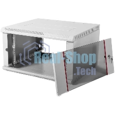 Шкаф настенный ЦМО ШРН-Э-6.350 6U 600x350 мм пер. дв. стекл несъемные бок. пан. серый