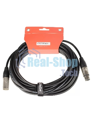 Кабель микрофонный FORCE FMC-05/10XLR (M) - XLR (F), высококачественный балансный, малошумящий с проводниками из безкислородной меди OFC, диаметр 6 мм, профессиональные металлические разъемы, длина 10 м, цвет черный