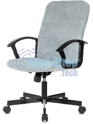 Кресло офисное Бюрократ Triest Fabric серо-голубой Light-28 крестов. металл черный