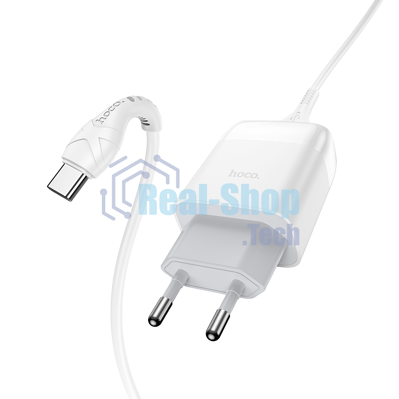 Зарядное устройство Hoco 18Вт, 3А, QC3.0, 1xUSB + кабель USB/Type-C, C72Q, белый, блистер