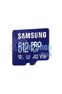 Флеш карта microSDXC 512GB Samsung PRO Plus Class 10, A2, V30, UHS-I (U3), W 130 МБ/с, R 180 МБ/с, MB-MD512SA/KR адаптер на SD