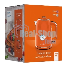 Чайник электрический Galaxy Line GL 0351, апельсиновый фреш, металл, 2200 Вт, 1,7 л
