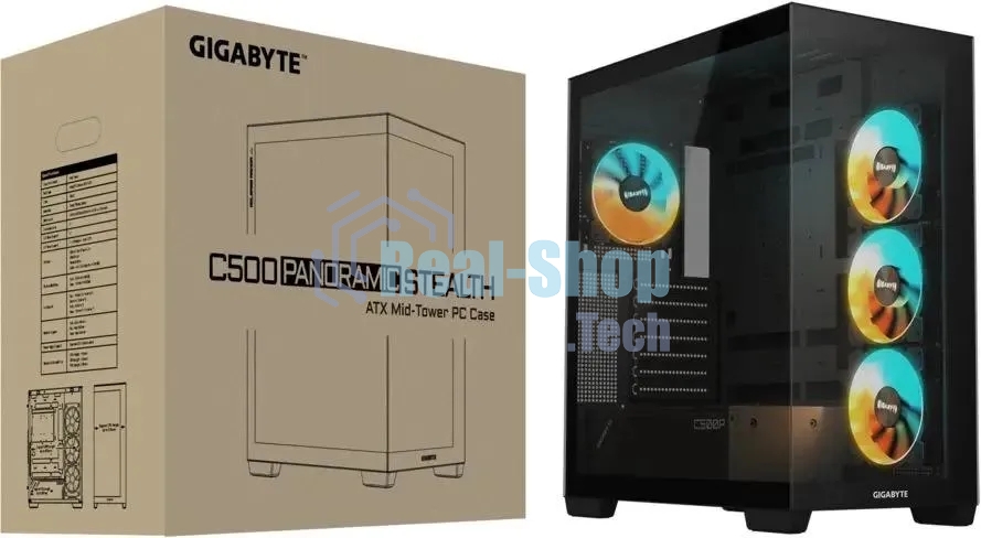 Компьютерный корпус Gigabyte Gb-C500P ST черный без БП ATX 3x120мм 6x140мм 2xUSB 3.0 1xUSB3.1 audio bott PSU