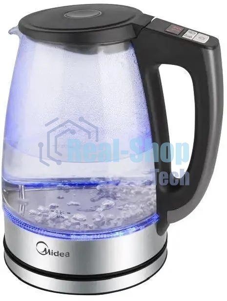 Чайник электрический Midea MK-8019, мощность 2200 Вт, объем 1.7 л, цифровой дисплей, регулировка температуры нагрева, 6 режимов нагрева, поддержание температуры, подсветка