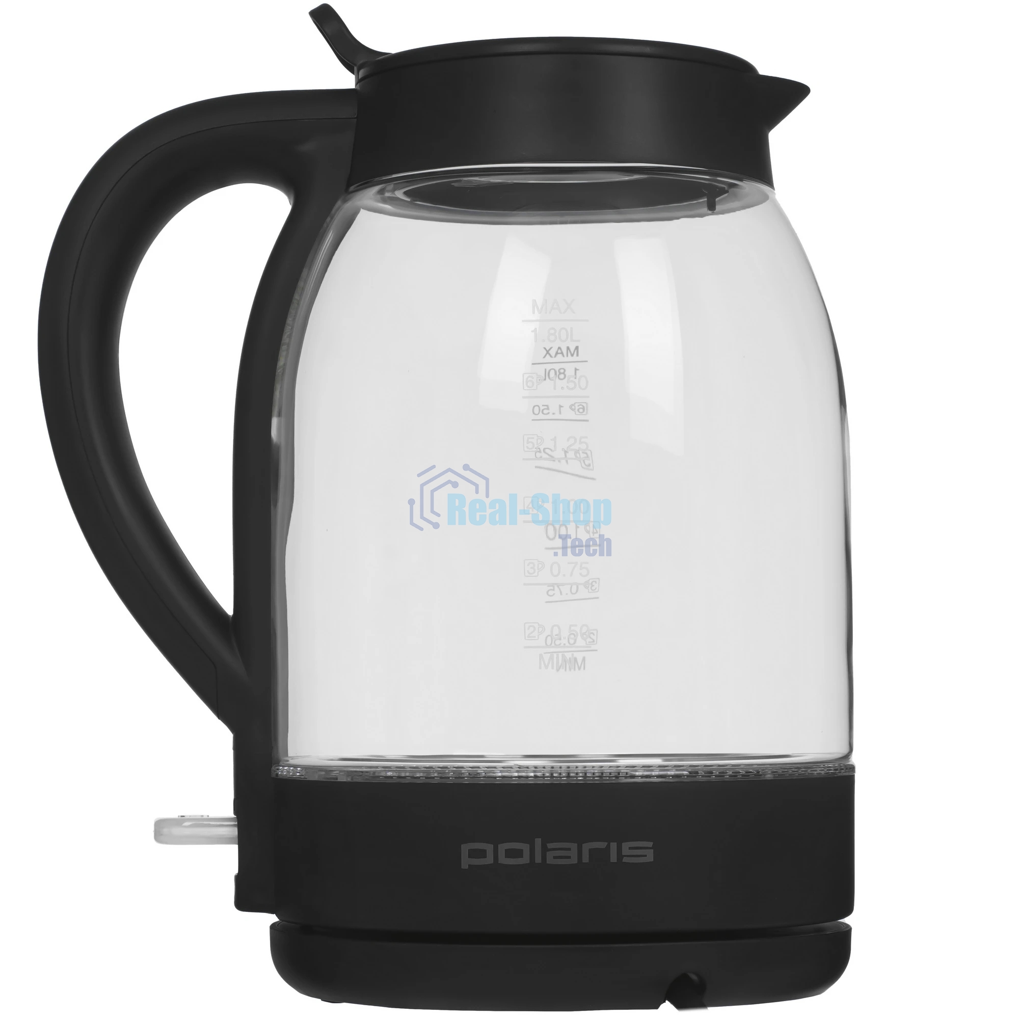 Чайник электрический Polaris PWK-1797-СGL, 2200вт, 1,8л, стекло, черный