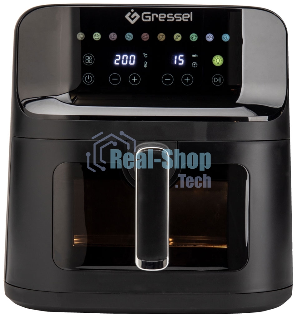 Аэрогриль Gressel GAF-1826 черный, 1700 Вт, 7,5 л, сенсор, 10 программ
