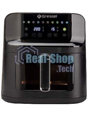 Аэрогриль Gressel GAF-1826 черный, 1700 Вт, 7,5 л, сенсор, 10 программ