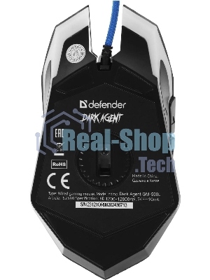Мышь проводная Defender Dark Agent GM-590L черный, 12800 dpi, USB, кнопки - 6