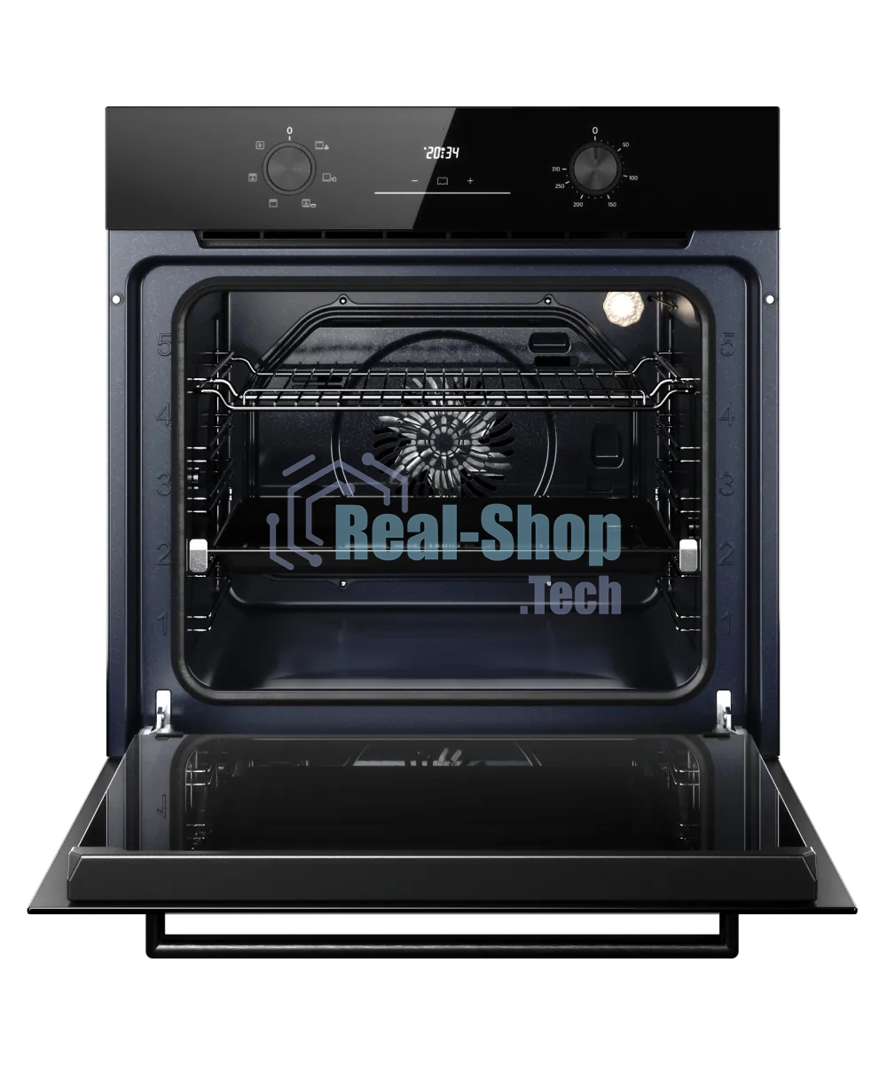 Духовой шкаф Kuppersberg HO 606 P Black, High-Tech, 78 л, поворотное управление, утапливаемые переключатели, дисплей, таймер, 6 режимов, макс. температура 310 градусов, телескопические направляющие (на 1 уровень), цвет черный, цвет фурнитуры черный