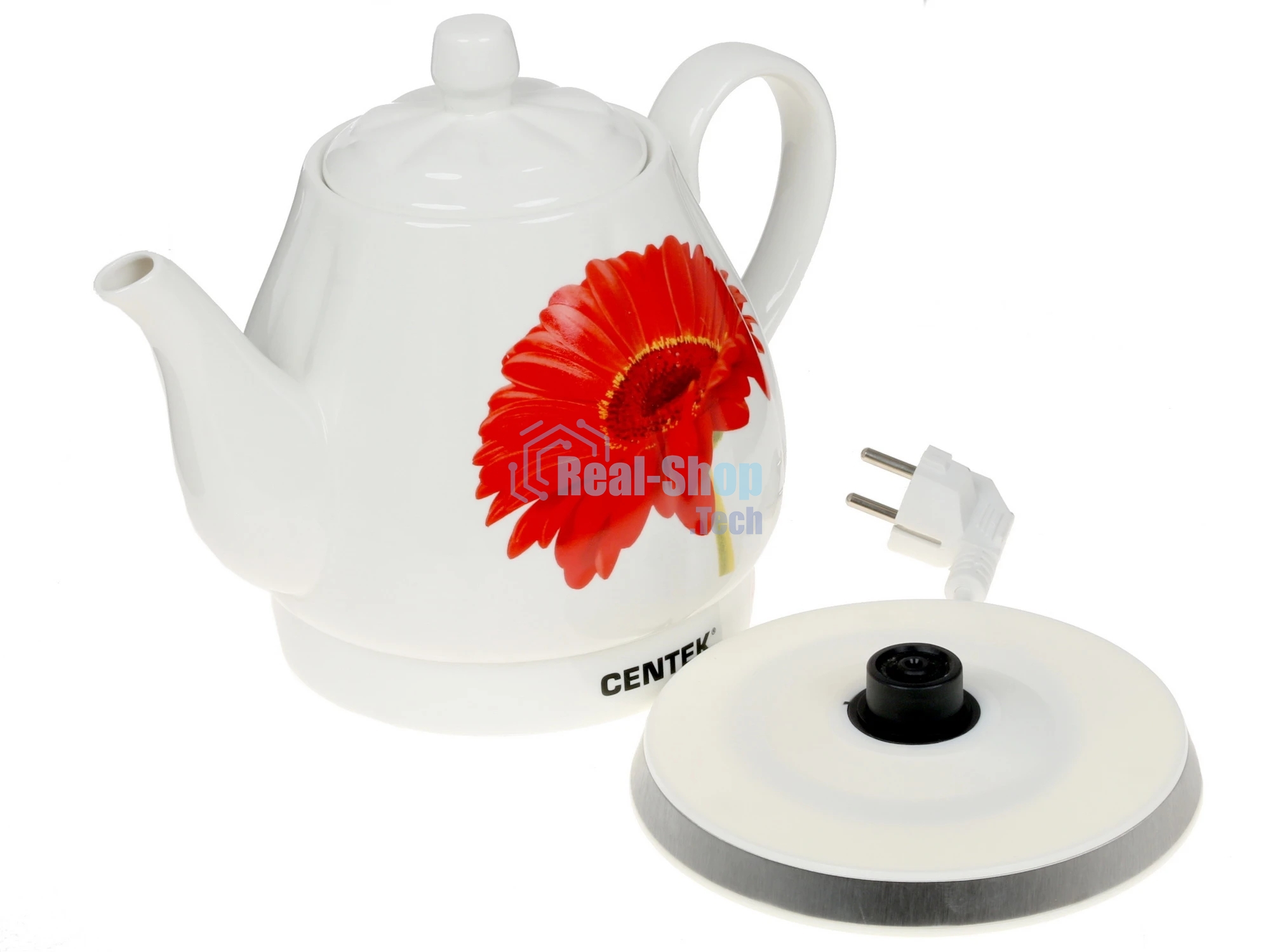 Электрочайник Centek CT-0062 белый, 2.0 л, 2000 Вт, скрытый нагревательный элемент