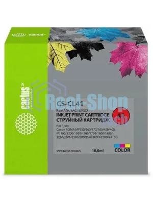 Картридж струйный Cactus CS-CL41 многоцветный (18 мл.) для Canon Pixma MP150/MP160/MP170/MP180/MP210/MP220/MP450/MP460/MP470/iP1200/iP1300/iP1600/iP1700/iP1800/iP190