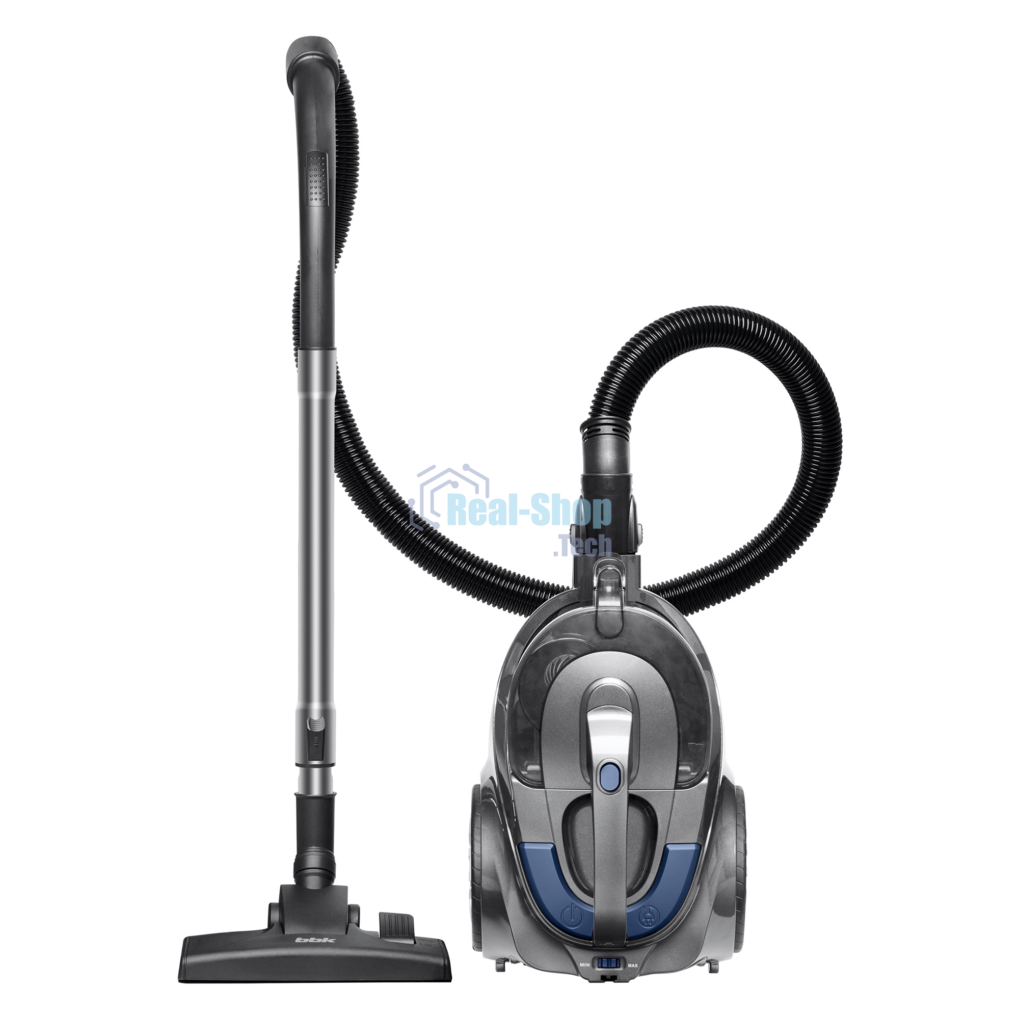 Пылесос BBK BV1900 серый/синий, 400/2200 Вт, уборка сухая, пылесборник контейнер 3 л