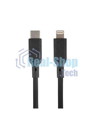 Кабель QUMO, MFI С94, Type-C на MFI Apple 8 pin, силиконовый, 1м, 2,22A, 9V, 20W, PD черный